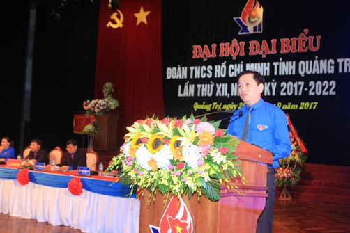 Đ/c Nguyễn Long Hải - Bí thư Trung ương Đoàn phát biểu tại Đại hội.